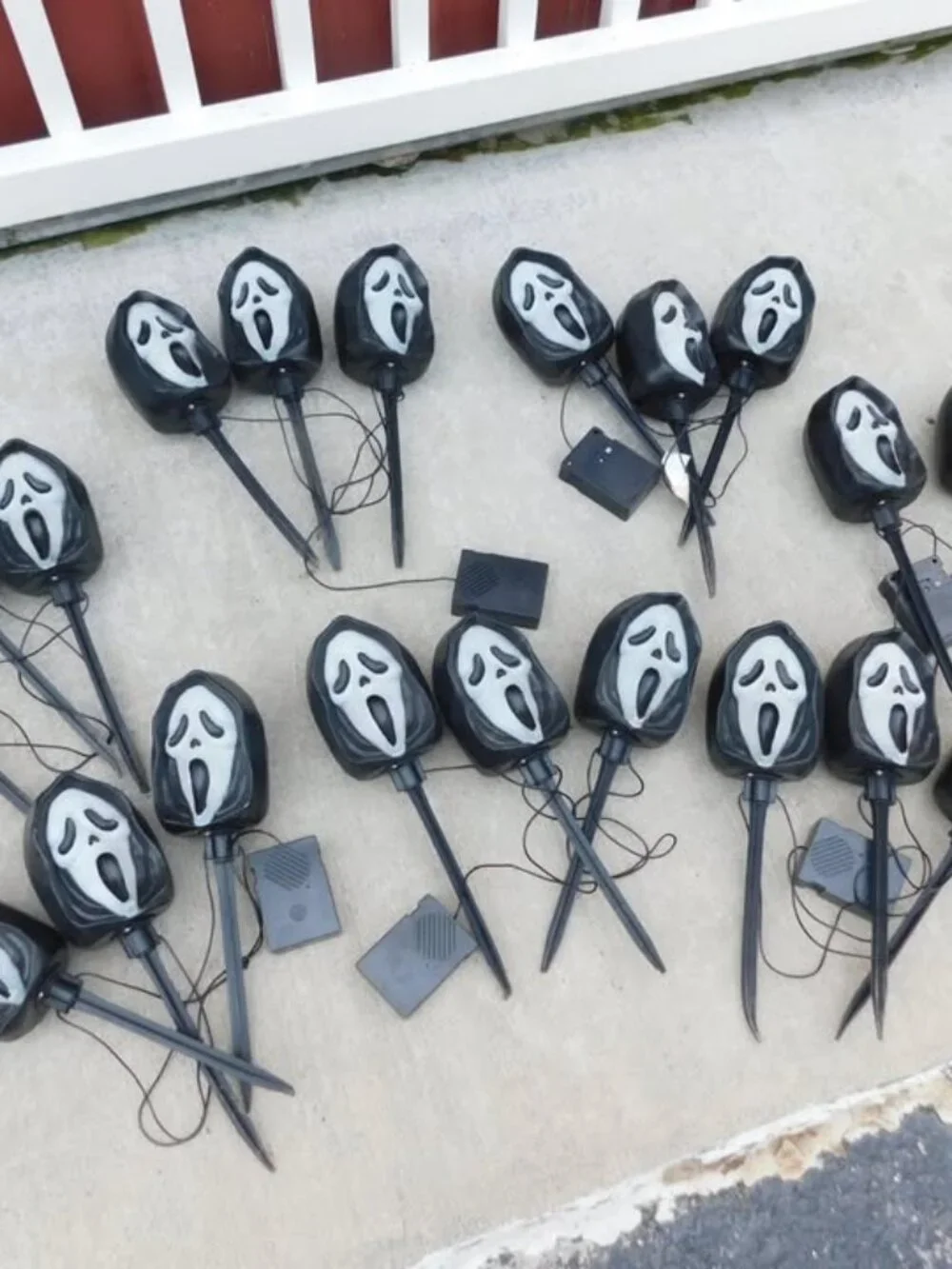 Halloween Haunted House Props Yard Ghost Pathway Lights Spooky Sound Ghost Face